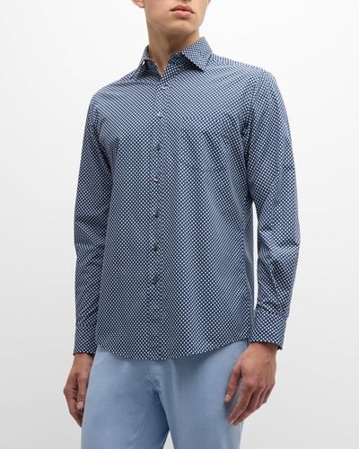Rodd & Gunn Seaward Downs Printed Cotton Sport Shirt - Blue