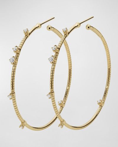 Mattia Cielo 18k Yellow Gold Diamond Hoop Earrings - White