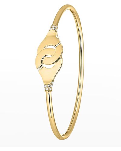 Dinh Van Yellow Gold Menottes R12 Flex Bracelet With Diamond Shoulders - Metallic