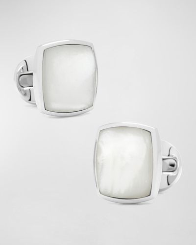 Cufflinks Inc. Sterling Classic Cushion Mother Of Pearl Cufflinks - White