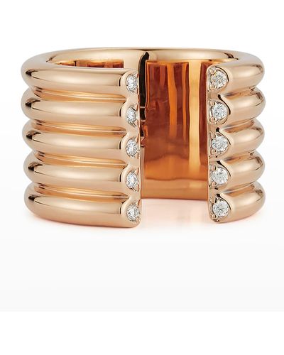 WALTERS FAITH Thoby Rose Gold 5-row Tubular Open Ring With Diamond Ends, Size 7 - Natural