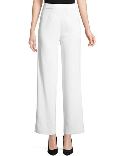 Misook Wide-Leg Knit Pull-On Pants - White