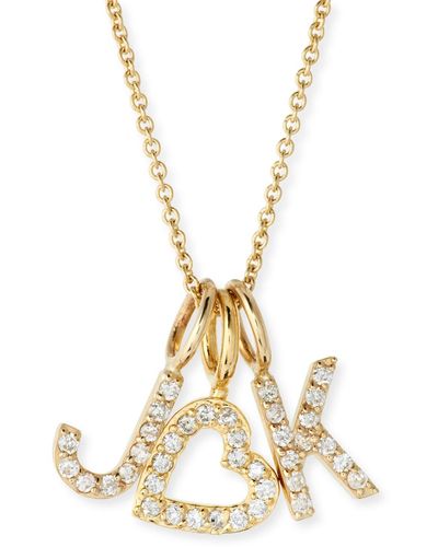 Sarah Chloe Amelia 14K Layered Diamond Initial Necklace - Metallic