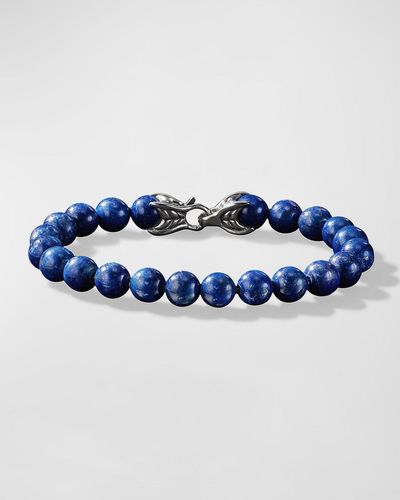 David Yurman Spiritual Beads Bracelet With Gemstones In Silver, 8mm - Blue