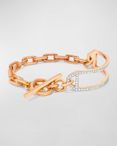 WALTERS FAITH Rose Gold Diamond-side Cuff Chain-link Toggle Bracelet - White