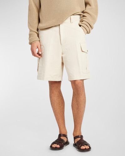 Loro Piana Bizen Cotton-Linen Bermuda Cargo Shorts - Natural
