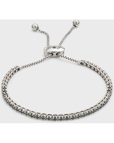 Cassidy Diamonds 18k White Illusion Bezel Adjustable Bracelet W/ Black Diamonds - Natural