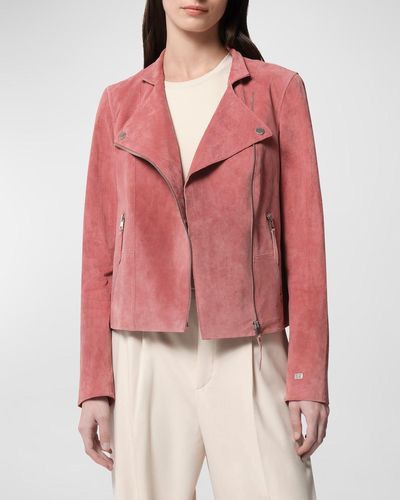 SOIA & KYO Suede Moto Jacket - Red