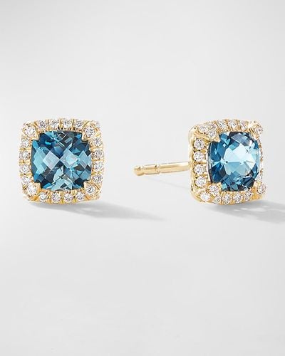 David Yurman Chatelaine Earrings With Gemstone And Diamonds - Blue