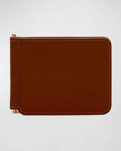 Il Bisonte Leather Bifold Wallet W/ Money Clip - Brown