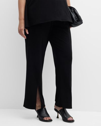 Caroline Rose Plus Plus Size Split-hem Stretch-knit Pants - Black