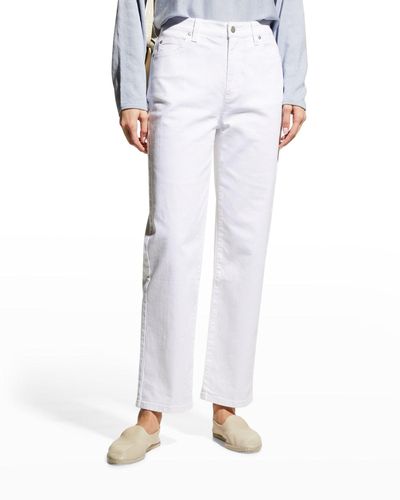 Eileen Fisher Garment-Dyed Stretch Denim Ankle Jeans - White