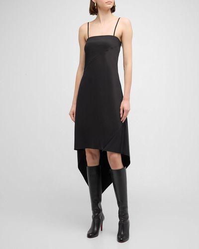 Helmut Lang Wool Scarf Hem Midi Dress - Black