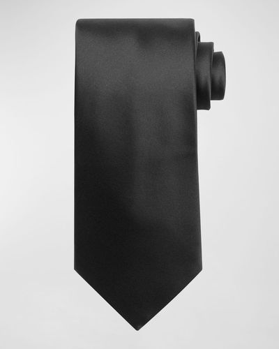 Stefano Ricci Solid Silk Satin Tie - Black