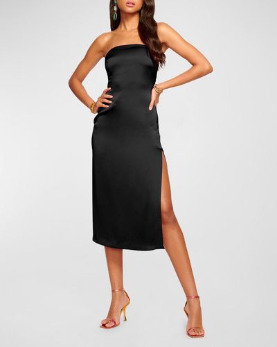 Ramy Brook Lisa Strapless Side-Slit Midi Dress - Black