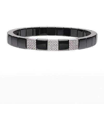 ’ROBERTO DEMEGLIO Scacco Ceramic Diamond 3-Bead Stretch Bracelet - Black
