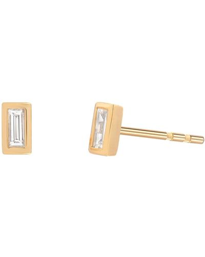 Zoe Lev 14K Diamond Baguette Stud Earrings - White