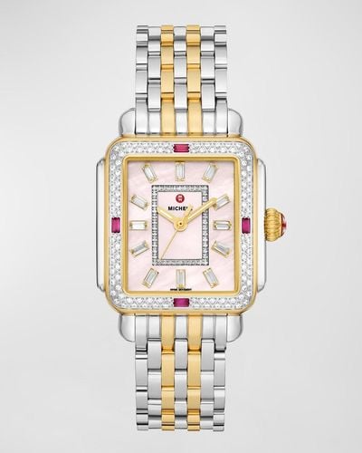 Michele Limited Edition Deco Two-Tone 18K-Plated Stainless Steel Watch - White