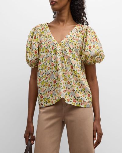 The Great The Bungalow Floral V-neck Top - Multicolor