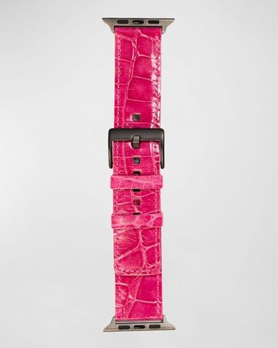 Abas Apple Watch Alligator-Leather Watch Strap, Space Finish - Pink