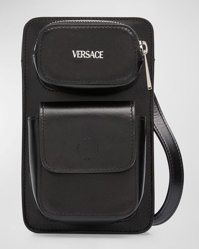 Versace Leather Cargo Crossbody Bag - Black