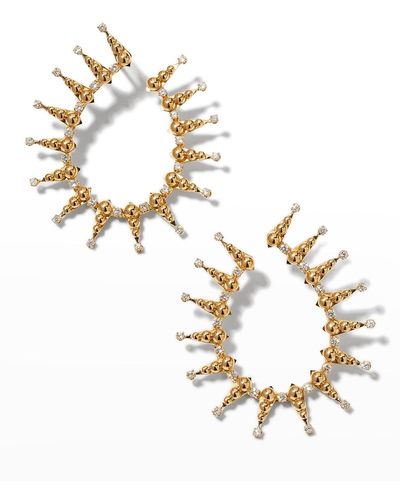 Fern Freeman Jewelry 18k Granulated Diamond Spike U-earrings - Metallic