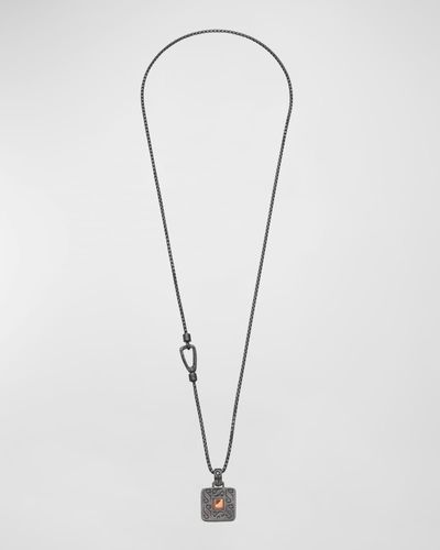 Marco Dal Maso Oxidized And 18K Rose Pendant Necklace With Sapphire - White