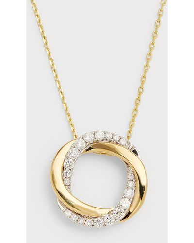 Frederic Sage 18k Yellow And White Gold Small Halo Twist Diamond And Polished Necklace - Metallic