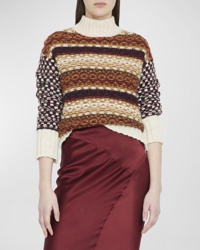 Veronica Beard Clary Turtleneck Wool-Blend Sweater - Red