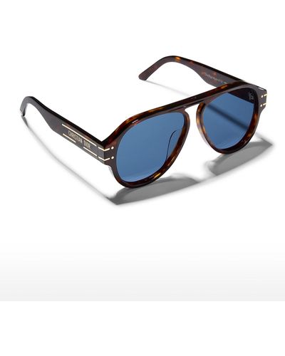 Dior Signature 58mm Acetate Aviator Sunglasses - Blue