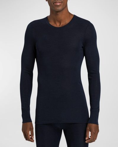 Hanro Woolen Silk Thermal Shirt - Blue