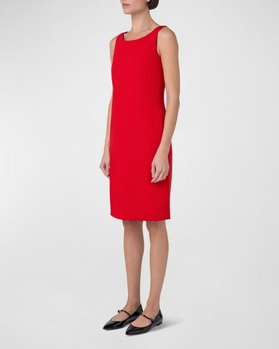 Akris Silk Crepe Sheath Dress - Red