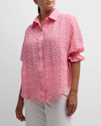 Finley Plus Size Sirena Crinkled Plaid Shirt - Pink