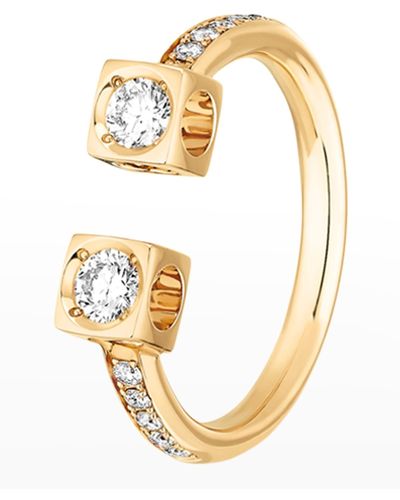 Dinh Van Yellow Gold Le Cube Diamond Shank Ring, Size 6.5 - Metallic