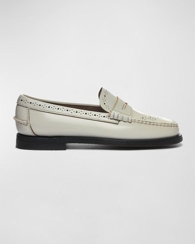 Sebago Dan Perforated Leather Penny Loafers - White