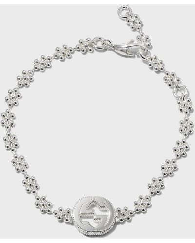 Gucci Sterling Silver Interlocking-g Bracelet - White