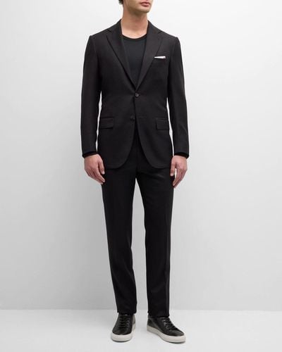 Kiton Wool-Cashmere Solid Suit - Black
