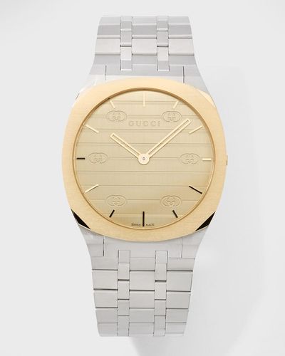 Gucci 25H 38Mm Two-Tone Bracelet Watch - Natural