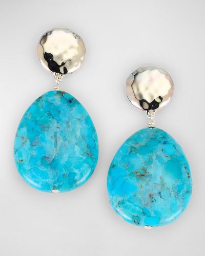 Nest Silver And Turquoise Teardrop Earrings - Blue