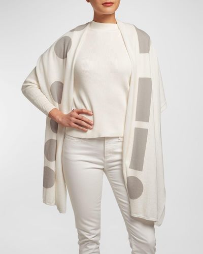 Elyse Maguire Morse Code Hug Knit Merino Wool-Blend Wrap - White