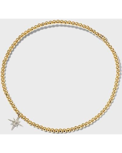 Sydney Evan 2mm Gold Bead Bracelet With Diamond Starburst Charm - Natural
