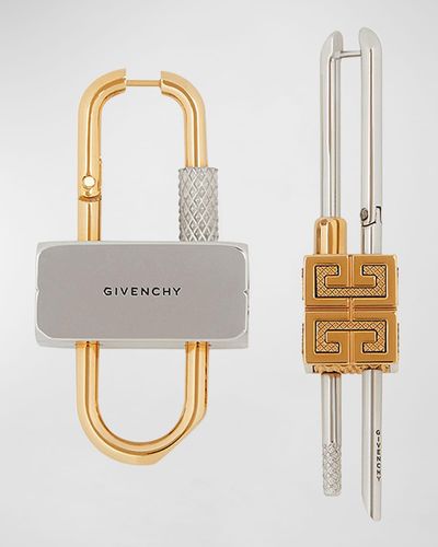 Givenchy Two-Tone Mismatch Lock Earrings - Metallic