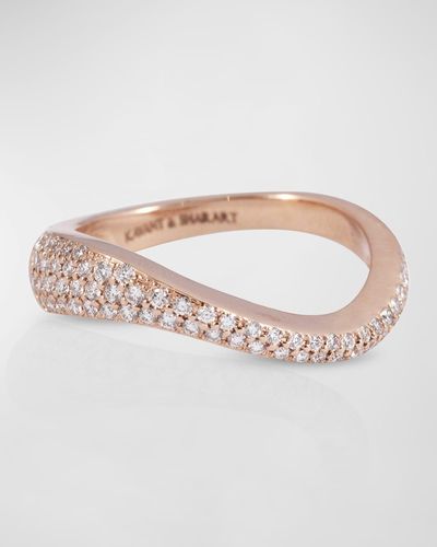 Kavant & Sharart 18k Rose Gold Wave Ring With Diamonds - White