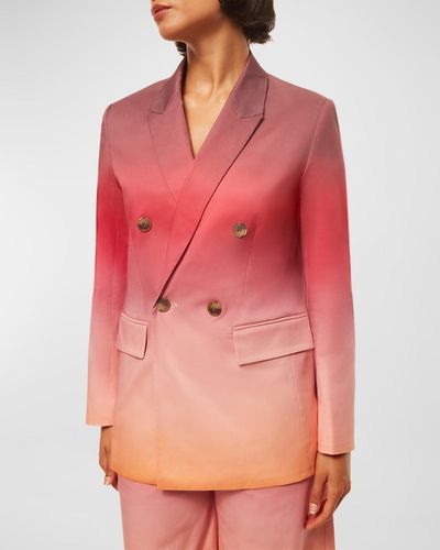 MISA Los Angles Viva Ombré Stretch Cotton Double-Breasted Blazer - Pink