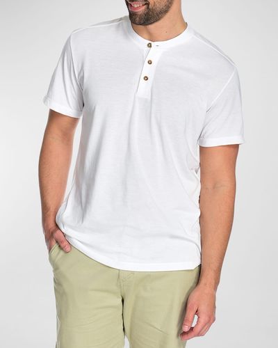 Fisher + Baker Parker Short-Sleeve Henley Shirt - White