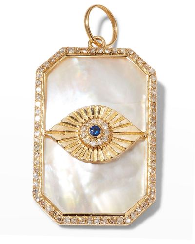 Kastel Jewelry 14k Gold Diamond & Sapphire Evil Eye Pendant - Metallic