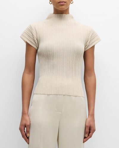 LE17SEPTEMBRE Pleated Short-Sleeve Top - Natural