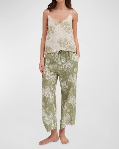 Desmond & Dempsey Floral Leopard-Print Cami & Pants Pajama Set - Green