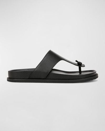 Vince Diego Leather Thong Sandals - Black