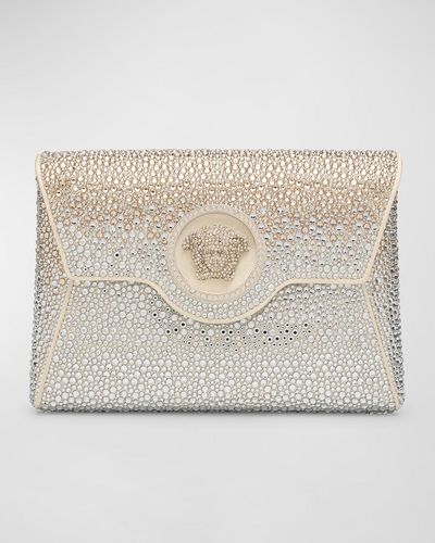 Versace La Medusa Mini Embellished Clutch Bag - Natural